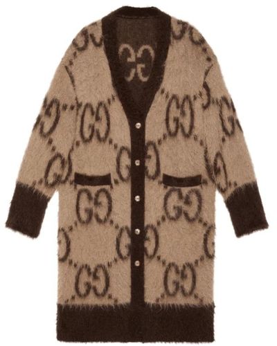 Gucci Brauner jacquard cardi-coat
