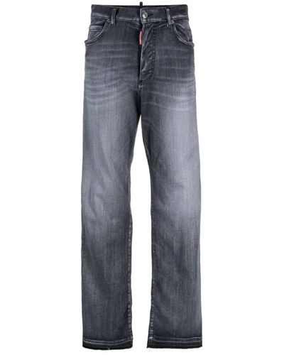 DSquared² Schwarze stonewashed straight leg jeans - Blau