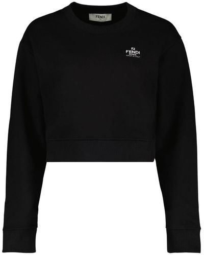 Fendi Bestickter logo sweatshirt rundhals - Schwarz