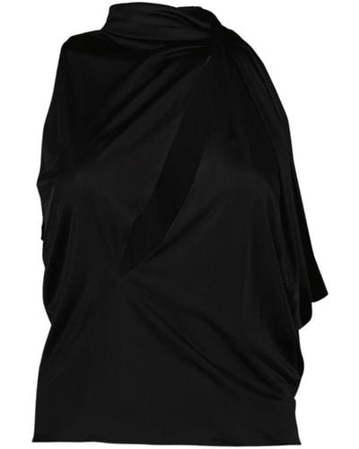 Versace Gedrapetes ärmelloses oberteil mit hohem kragen - Schwarz