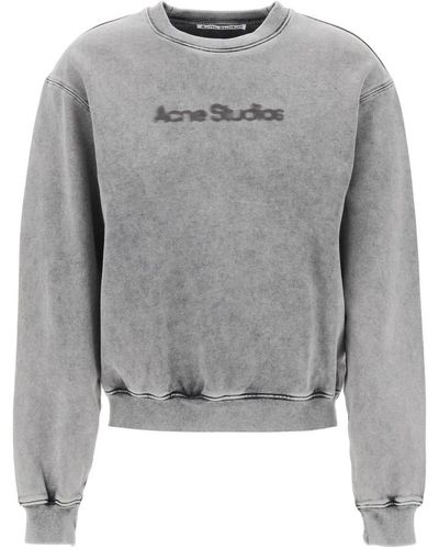 Acne Studios Round neck sweatshirt with blurred - Grigio