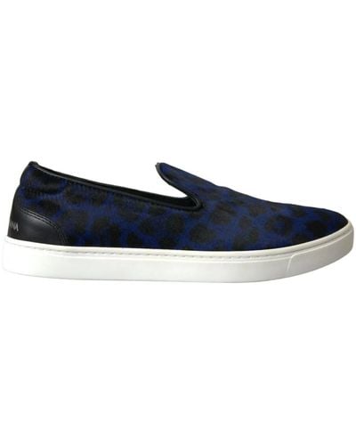 Dolce & Gabbana Blaue leopardenmuster loafers sneakers