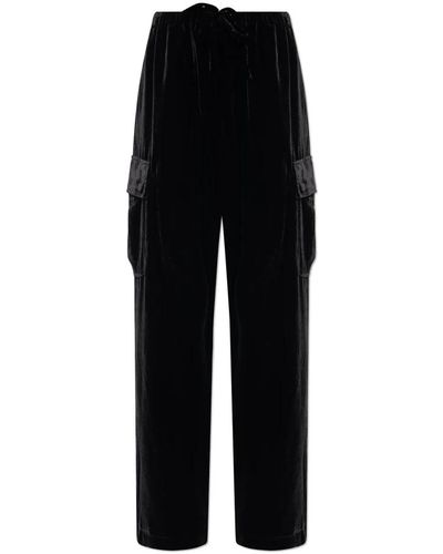 T By Alexander Wang Pantaloni cargo in velluto - Nero