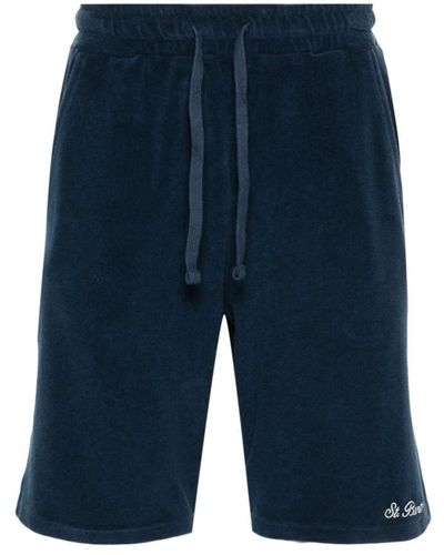 Mc2 Saint Barth Blaue terry cloth shorts mit logo