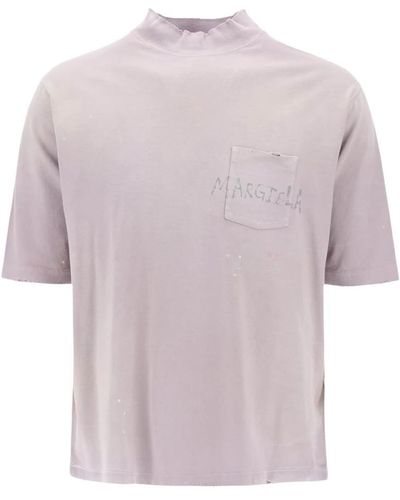 Maison Margiela T-shirt aus verwaschener baumwolle mit handgeschriebenem logo - Lila