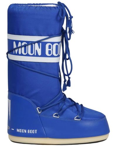 Moon Boot Botas icon impermeables con banda de logo - Azul