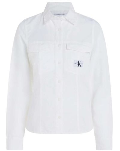 Calvin Klein Langarmhemd aus baumwolle - Weiß