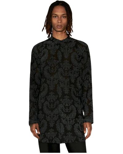 Yohji Yamamoto Indisches muster baumwollmischung hemd - Schwarz