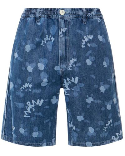 Marni Shorts blu con zip e bottone