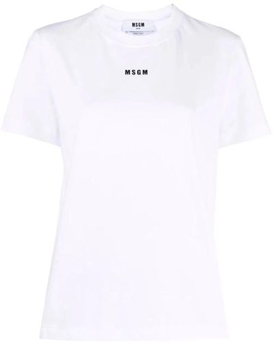 MSGM Weißes baumwoll-logo-t-shirt frauen