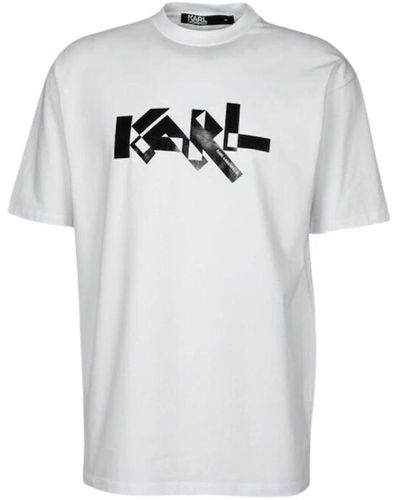 Karl Lagerfeld Weißes regular fit baumwoll-t-shirt - Grau