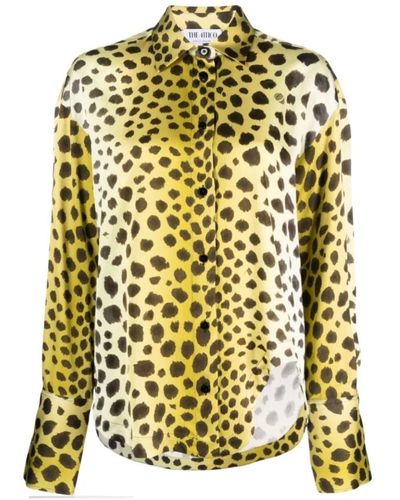 The Attico Cheetah print gelbes hemd
