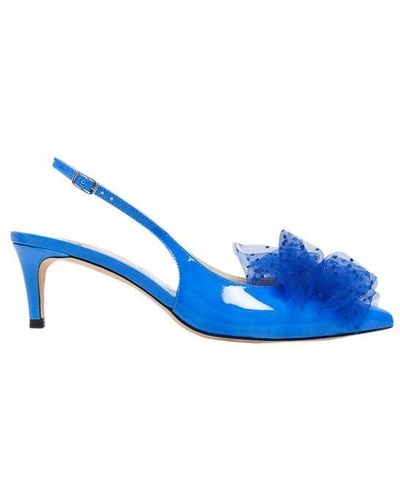 Custommade• Leather Pumps with Tulle Detail - Blau