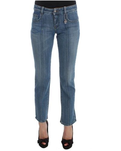 CoSTUME NATIONAL Cotton Slim Fit Cropped Jeans - Blau