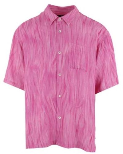 Stussy Camicia rosa in viscosa con stampa pelliccia