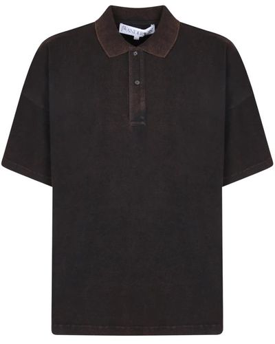 JW Anderson Oversize baumwoll polo shirt mit besticktem logo - Schwarz