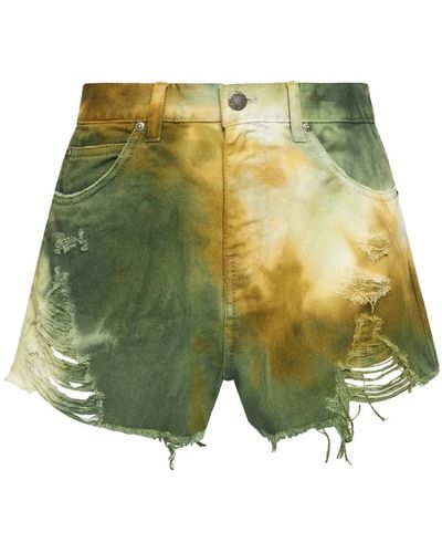 Pinko Shorts de algodón verde militar desgastados