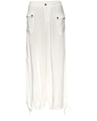 Cream Pantalones blancos con cintura elástica