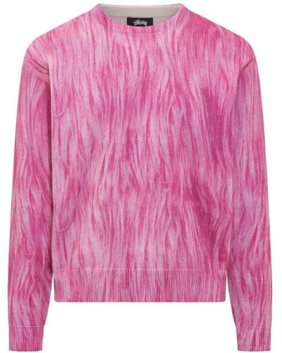 Stussy Bedruckter pelz pullover - Pink