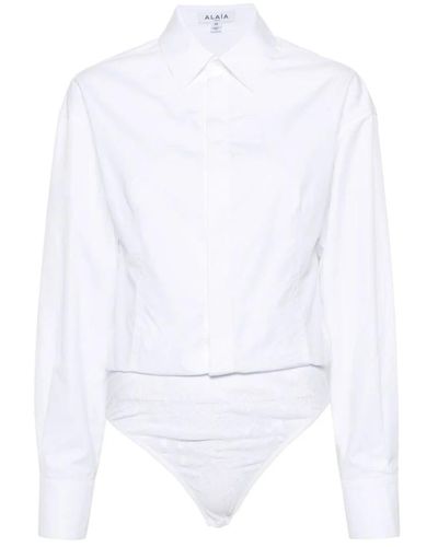 Alaïa Weißes baumwollhemd bodysuit