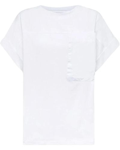 Alpha Studio T-shirt giro con tasca - Bianco