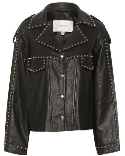 Gestuz Leather Jackets - Black