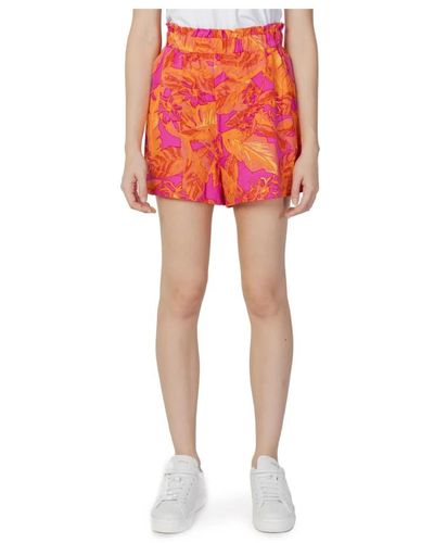 ONLY Shorts donna arancioni a stampa - Rosso