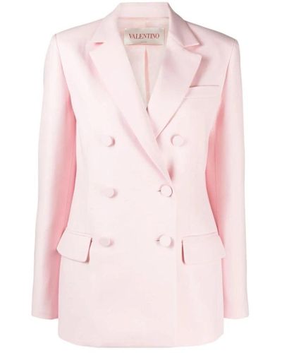 Valentino Garavani Rosa crepe couture jacke mit klassischem revers und knopfverschluss - Pink