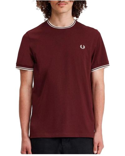 Fred Perry Klassisches twin tipped t-shirt f perry - Rot