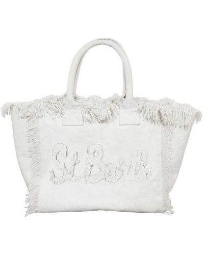 Saint Barth Canvas handtasche vanity patch - Weiß