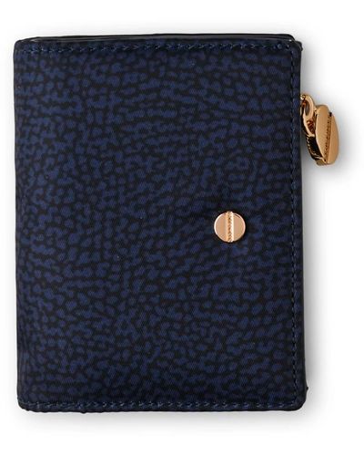 Borbonese Klassische kleine brieftasche op stoff - Blau