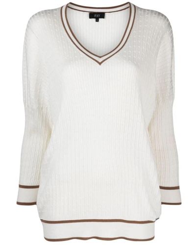 Fay Ivory zopfmuster pullover - Weiß