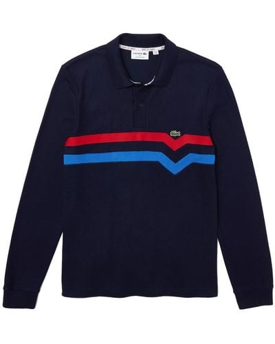 Lacoste Regular Fit L/S Polo Shirt mit Tricolor Stripes - Blau