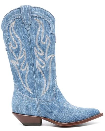 Sonora Boots Klare blaue denim texanische stiefel