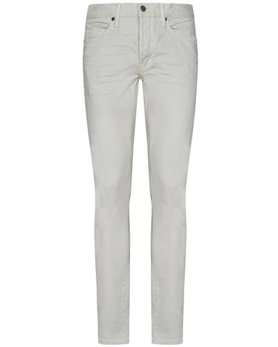 Tom Ford Jeans bianchi slim fit con chiusura a bottoni - Grigio