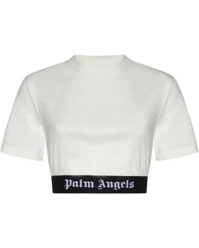 Palm Angels Camisetas cuello redondo logo-jacquard - Gris