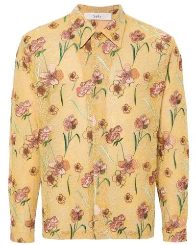 Séfr Camicia gialla ricamata floreale - Giallo