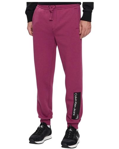 Calvin Klein Pantaloni da jogging in pile - taglio dritto - Viola