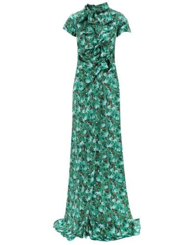 Saloni Maxi floral dress kelly with bows - Verde