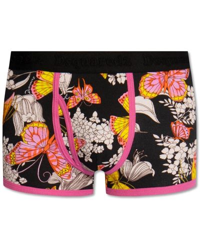 DSquared² Boxer con motivo floreale - Arancione