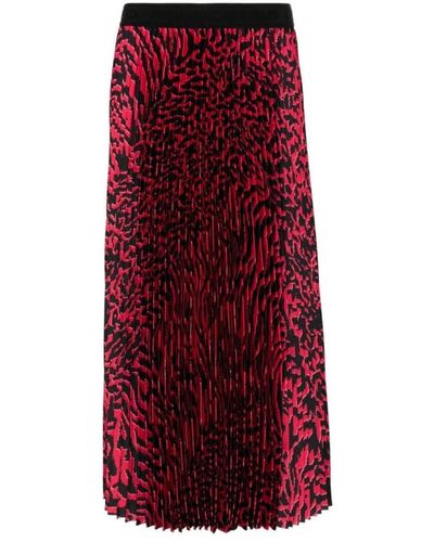 Karl Lagerfeld Pleated Midi Skirt - Red