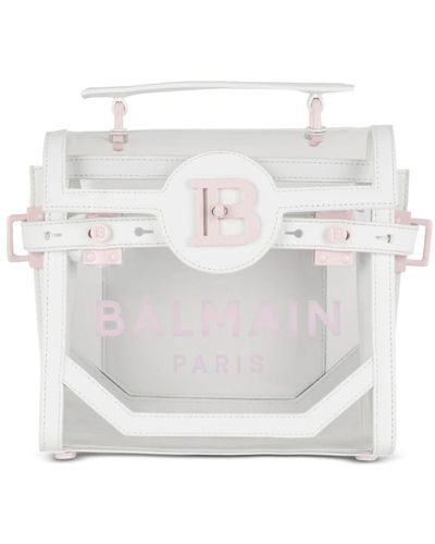 Balmain B-buzz 23 bag in recycled transparent pvc - Bianco