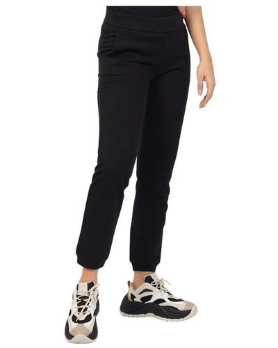 EA7 Pantalones jogger de algodón orgánico con logo tonal de strass - Negro