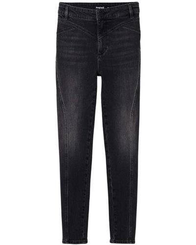 Desigual Schwarze skinny-jeans mit bestickten details