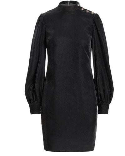 Ralph Lauren Vestido de terciopelo con detalle de botones en el hombro - Negro