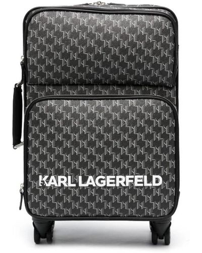 Karl Lagerfeld Trolley mit logo-print und vier rädern - Grau