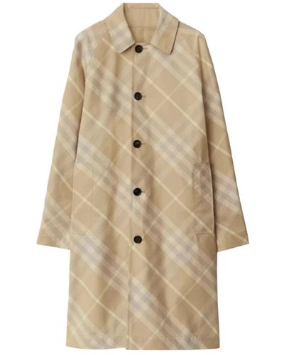 Burberry Single-Breasted Coats - Natural
