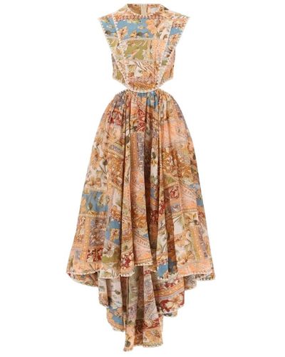 Zimmermann Vestido asimétrico de chintz con recortes florales - Neutro
