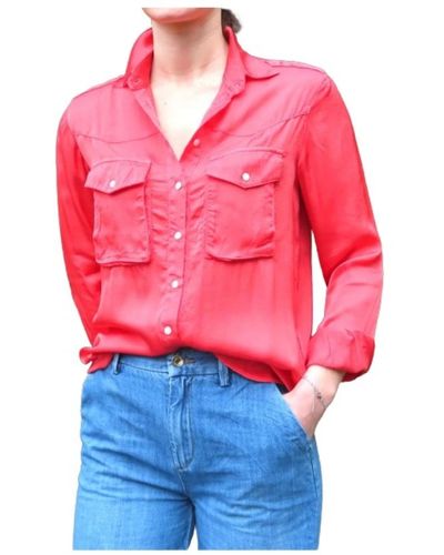 Mason's Camisa safari de satén - Rojo