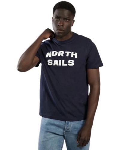 North Sails Organisches t-shirt mit rundhalsausschnitt und kurzen ärmeln - Blau